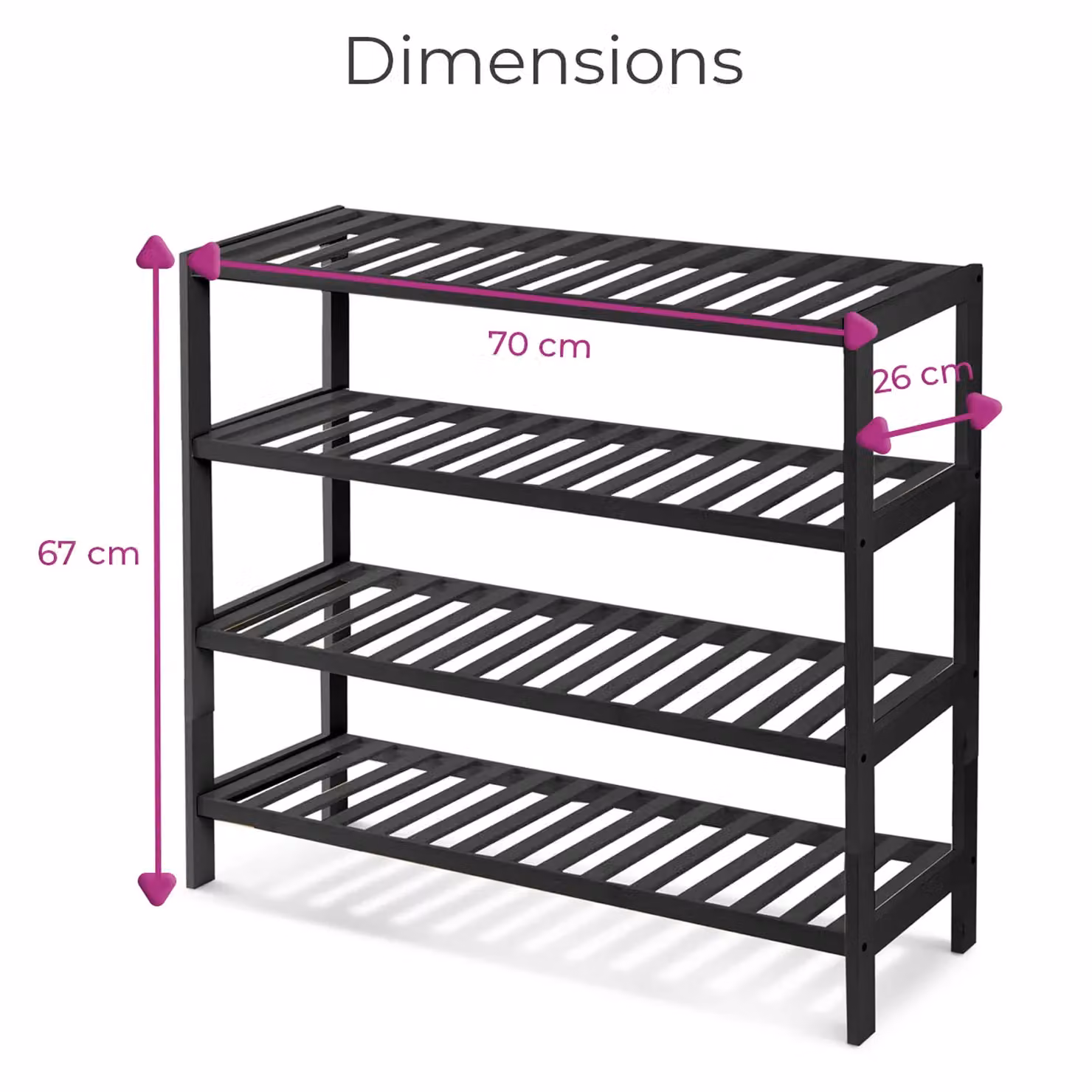 Neo 4 Tier Bamboo Wooden Shoe Storage Rack in Jet Black – 6