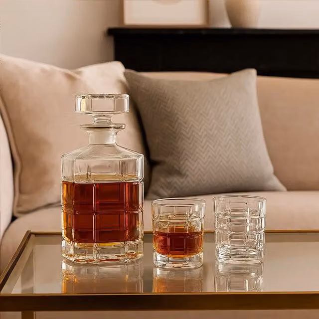 Orsina Crystal Decanter and 2 Tumblers Set, 850ml, Transparent – 2