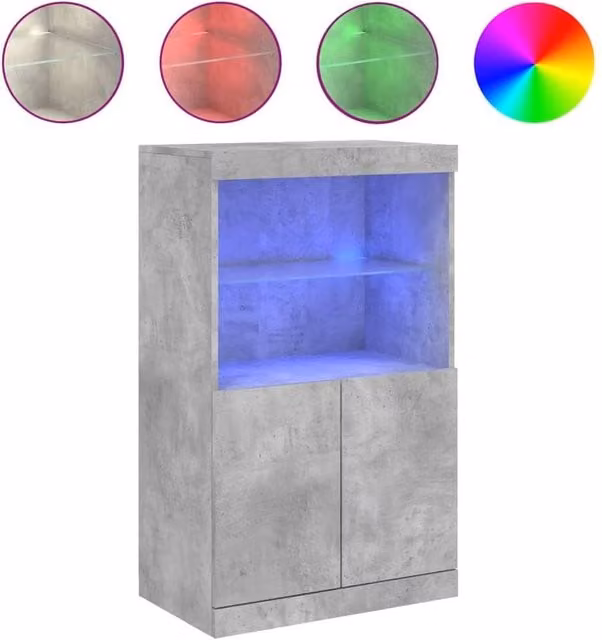 Berkfield Home Modern Sideboard with Integrated LED Lights in Concrete Grey, W/D/H: 60.5 x 37 x 100 cm – 1