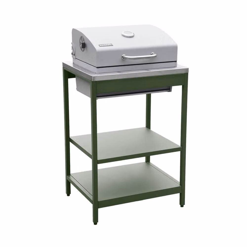 sweeek Green Charcoal Barbecue Grill with Stainless Steel Shelves and Thermometer – 2