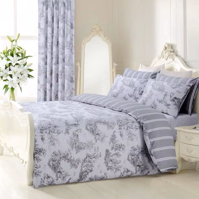 Velosso Toille Duvet Cover and Pillowcase Set in Grey, Cotton Blend, 200 x 200 cm