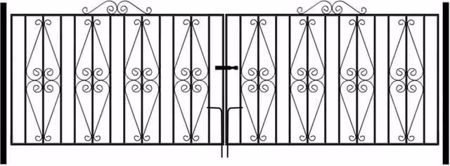 Burbage Iron Craft Stirling Scroll Double Driveway Swing Gate in Black, W/H: 304.8 x 91.4 cm