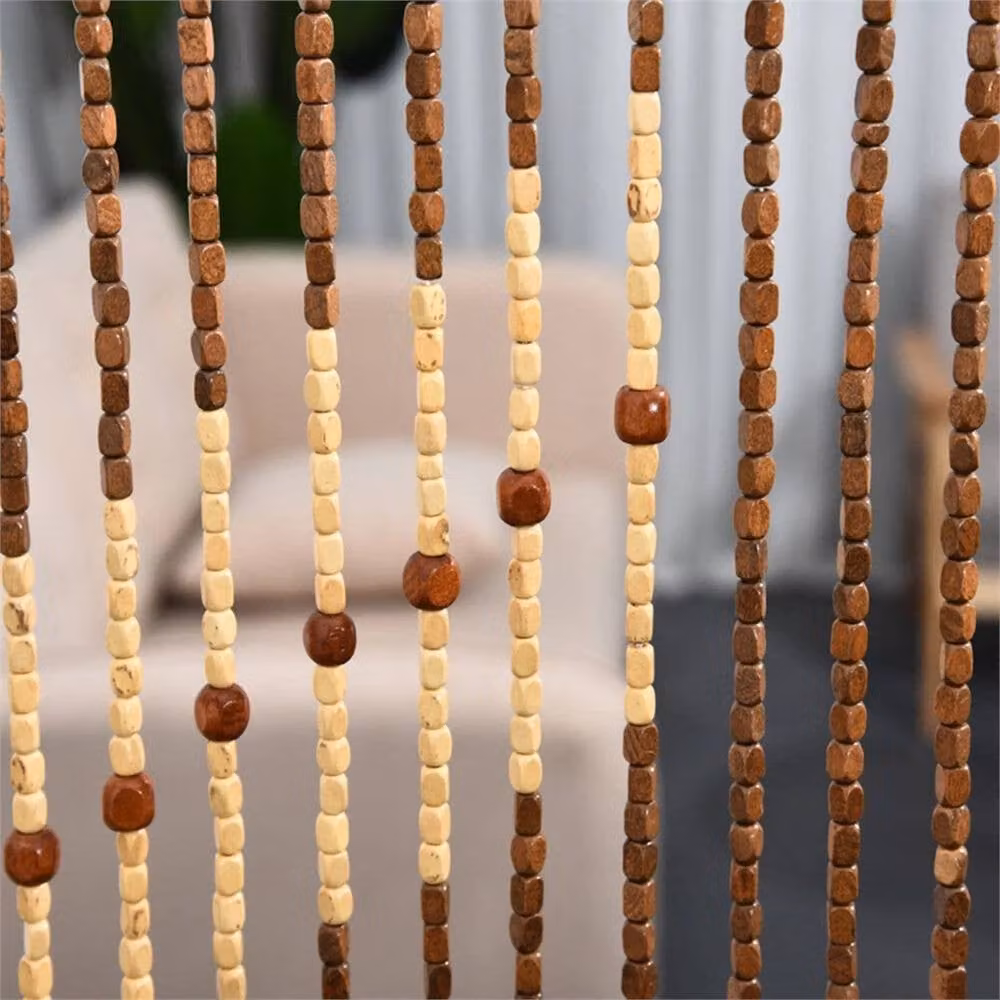 Nordara Wooden Beads Door Curtain Room Divider Screen in Beige, W: 90 cm, H: 175 cm – 2