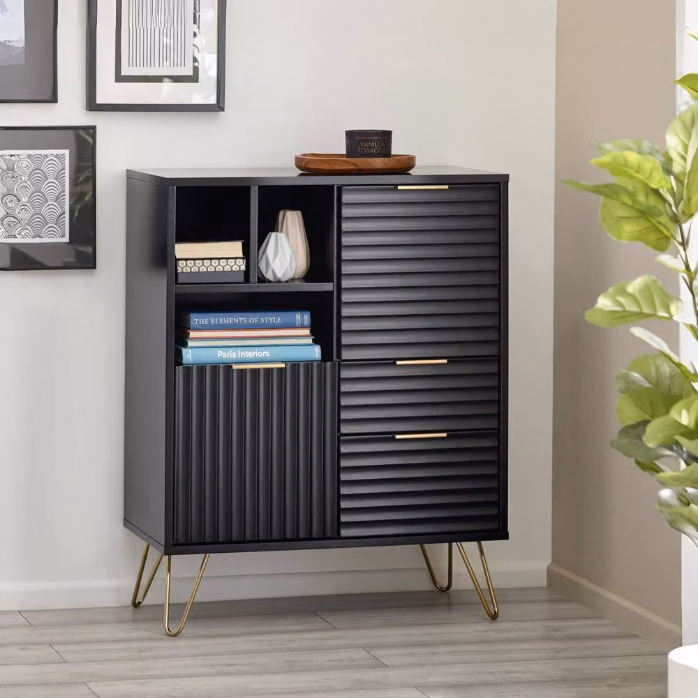 Cheshire Bellano Modern 2 Door 2 Drawer Sideboard in Matt Black – 3