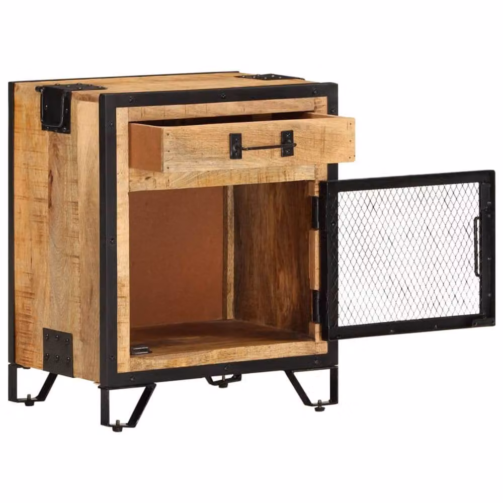 Berkfield Home Beautiful Bedside Cabinet in Brown Solid Mango Wood, W/D/H: 43 x 30 x 51 cm – 3