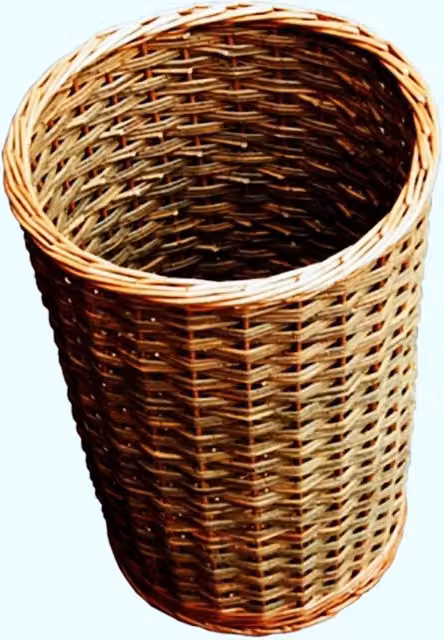 Red Hamper Round Hallway Umbrella and Walking Stick Stand with Wicker Basket in Brown – 2