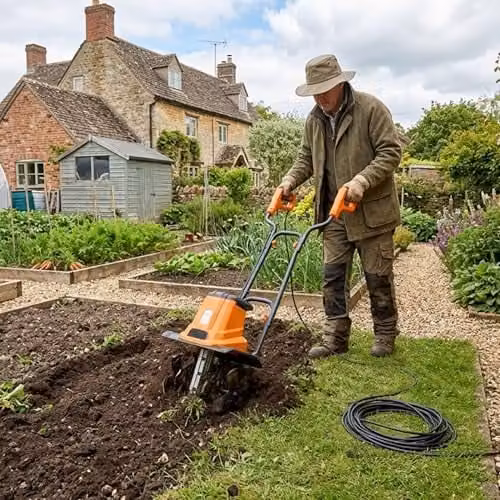 Lazy Tools 1080W Electric Soil Tiller and Garden Rotavator in Orange – 3