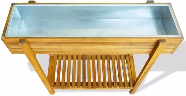 Berkfield Home Raised Garden Bed in Brown Solid Acacia Wood and Zinc, W/D/H: 75 x 30 x 30 cm