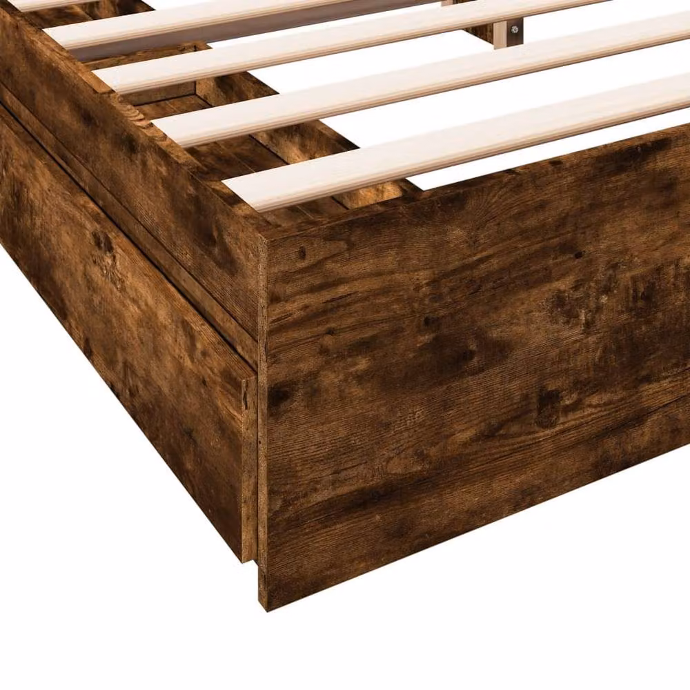 Berkfield Home Modern Bed Frame with Drawers in Smoked Oak Brown, W/D/H: 200 x 203 x 28 cm – 5