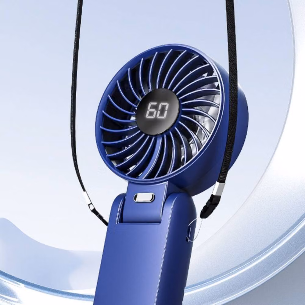Quipulse Handheld Foldable Digital Fan in Blue – 3
