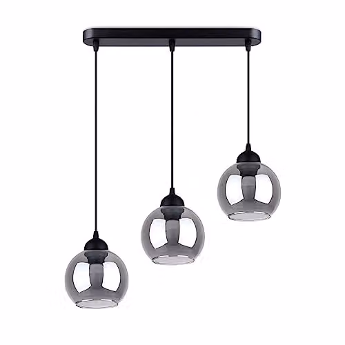Sollux Alino Black Minimalist Bar Pendant Ceiling Light with Transparent Glass