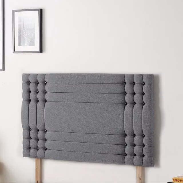 Somnior Beds Ltd Modern Upholstered Velvet Divan Headboard in Grey/Black, Height: 81.28 cm