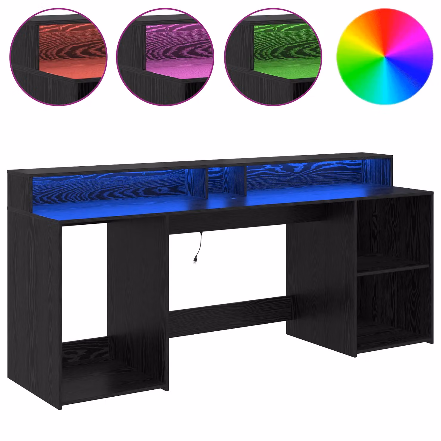 Berkfield Modern Black Oak Computer Desk W/D/H: 200 x 55 x 91 cm – 4