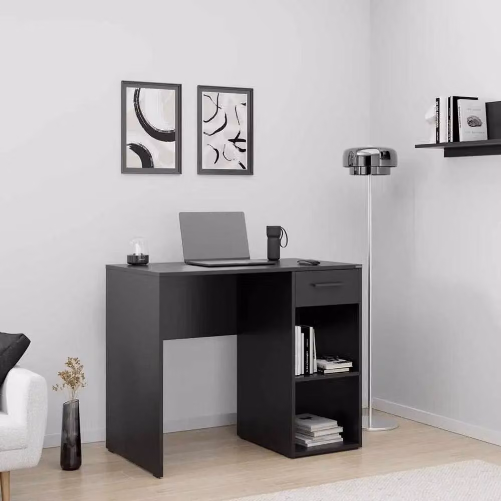 Havendro Anthracite Grey Modern Writing Desk with Single Pedestal and Metal Handles – 4