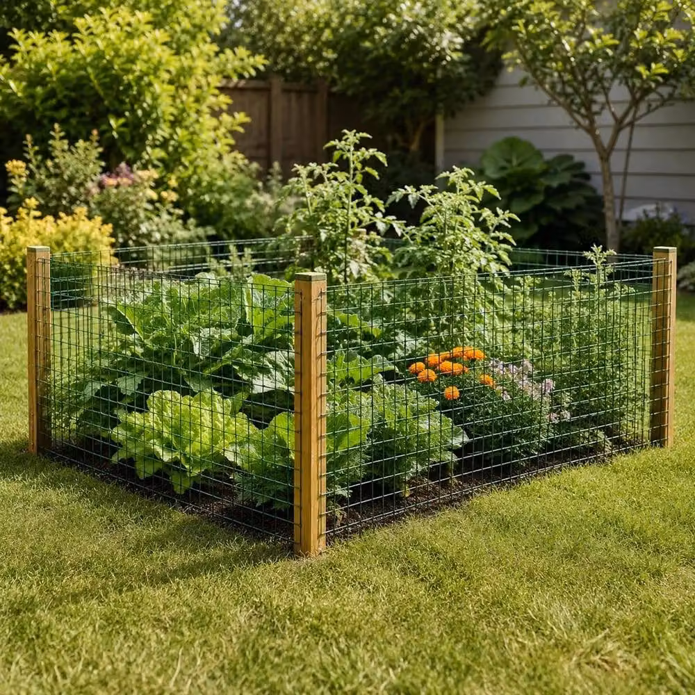 VOGREX Green PVC Coated Steel Garden Fence, H: 1 m, W: 10 m – 4
