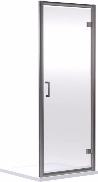 Balterley Hinged Rectangular Shower Door with 6mm Clear Glass in Silver Brushed Finish
