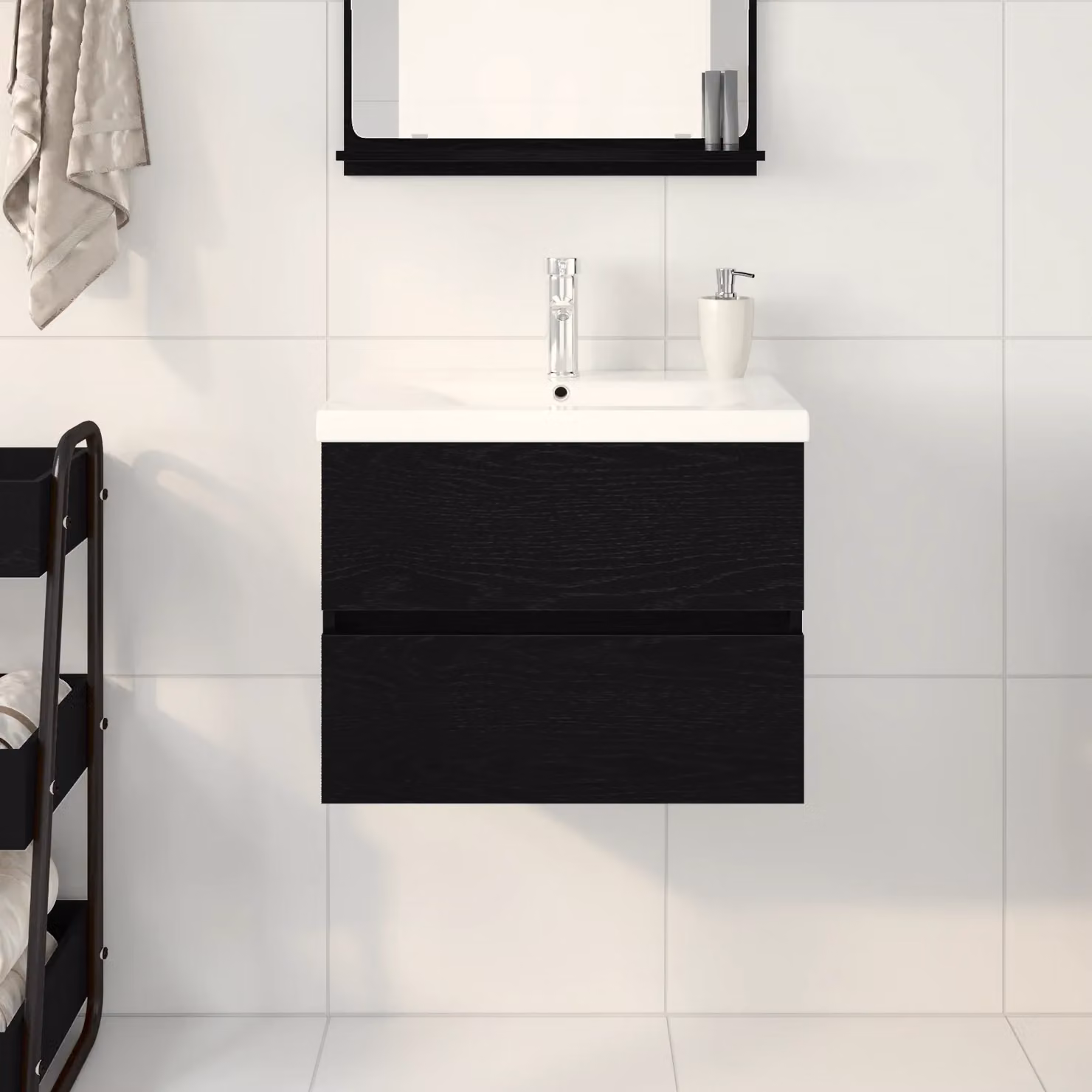 Berkfield Home Sink Cabinet with Built-in Basin in Black Oak Engineered Wood – 3