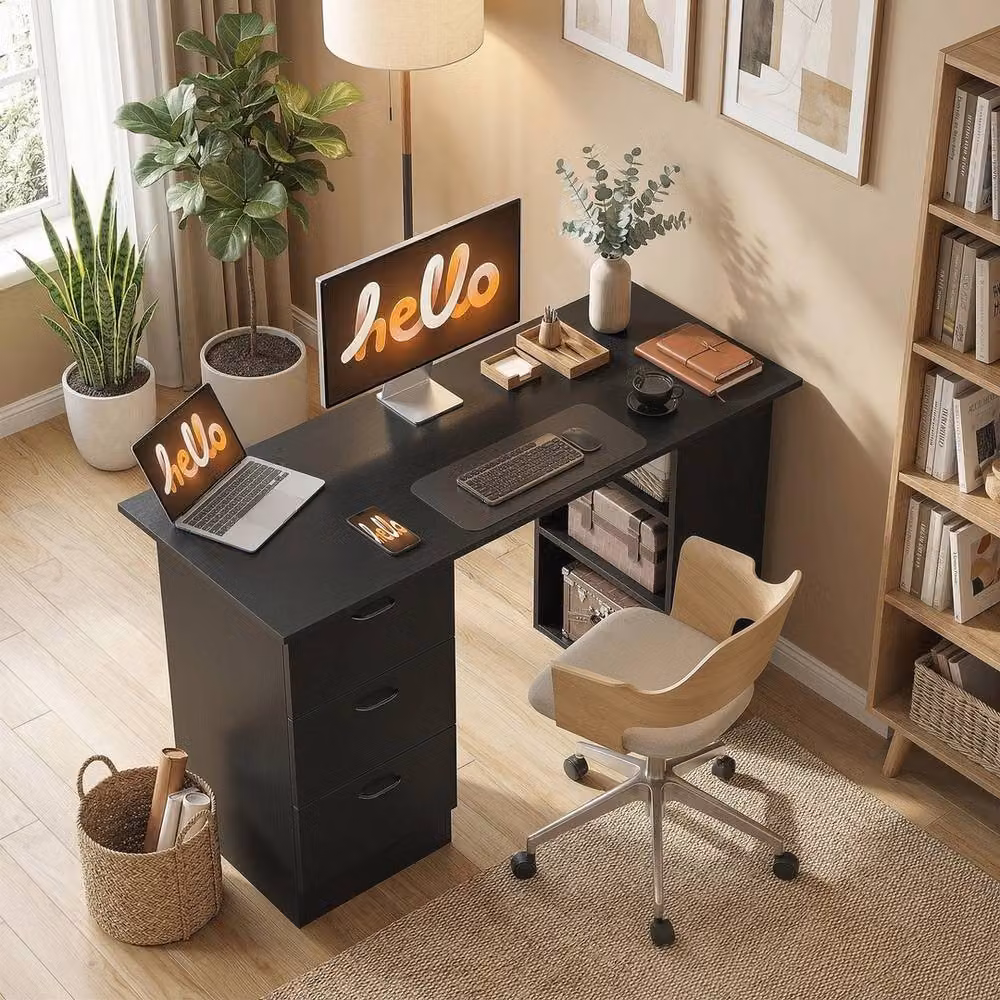 NESTLUNE Black Modern Matt PC Table Workstation Computer Desk – 4