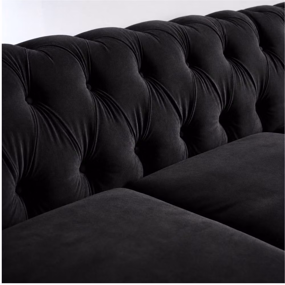 Sofaya Hampton 4 Seater Chesterfield Sofa in Black Velvet – 3