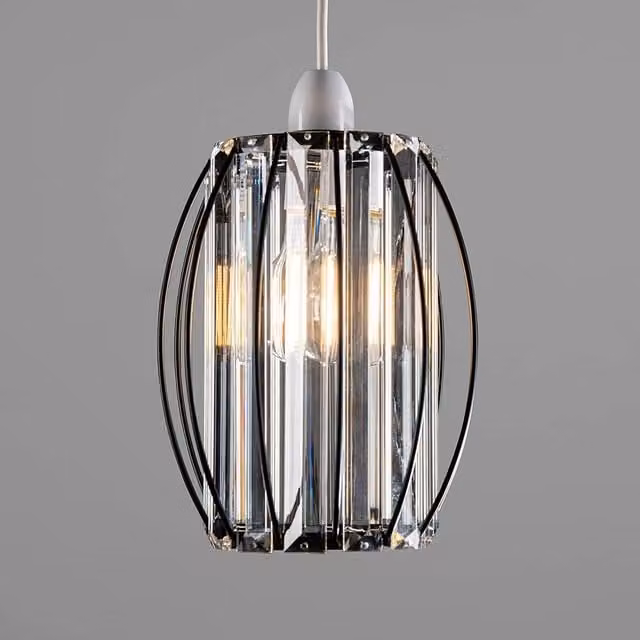 Giggi Modern Cylinder K9 Crystal Light Shade in Black and Transparent