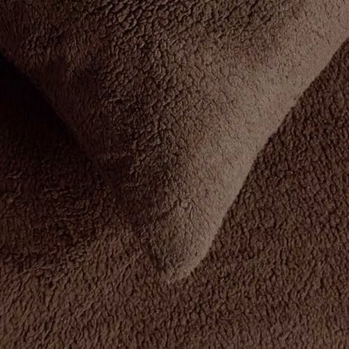 OHS 4 Pack Teddy Fleece Pillowcase Covers in Brown – 3