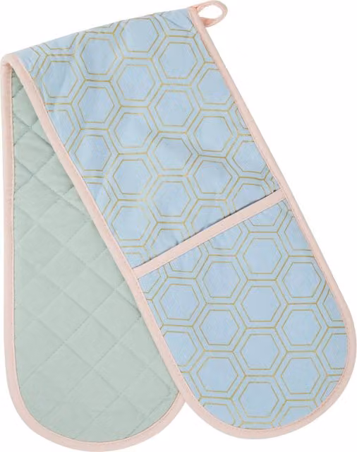 Orsina Art Deco-Inspired Double Oven Glove in Blue and Multicolour