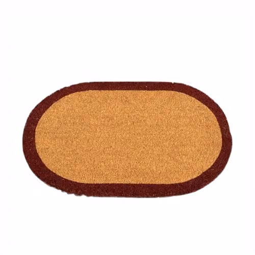 Melody Maison Natural Oval Coir Door Mat with Wine Red Border, Brown, W/D: 60 x 40 cm – 2