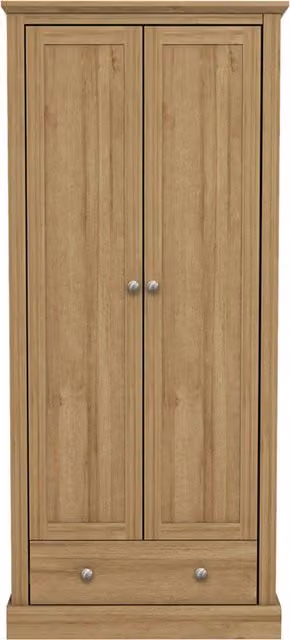 LPD Home Devon 2-Door Wardrobe in Oak Brown