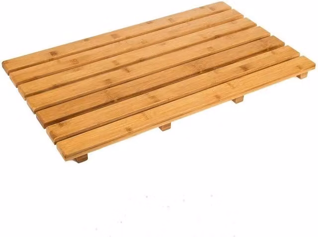 NESTLUNE Bamboo Wooden Bath Mat Duck Board in Natural Brown and Beige, W/D/H: 35 x 35 x 3 cm