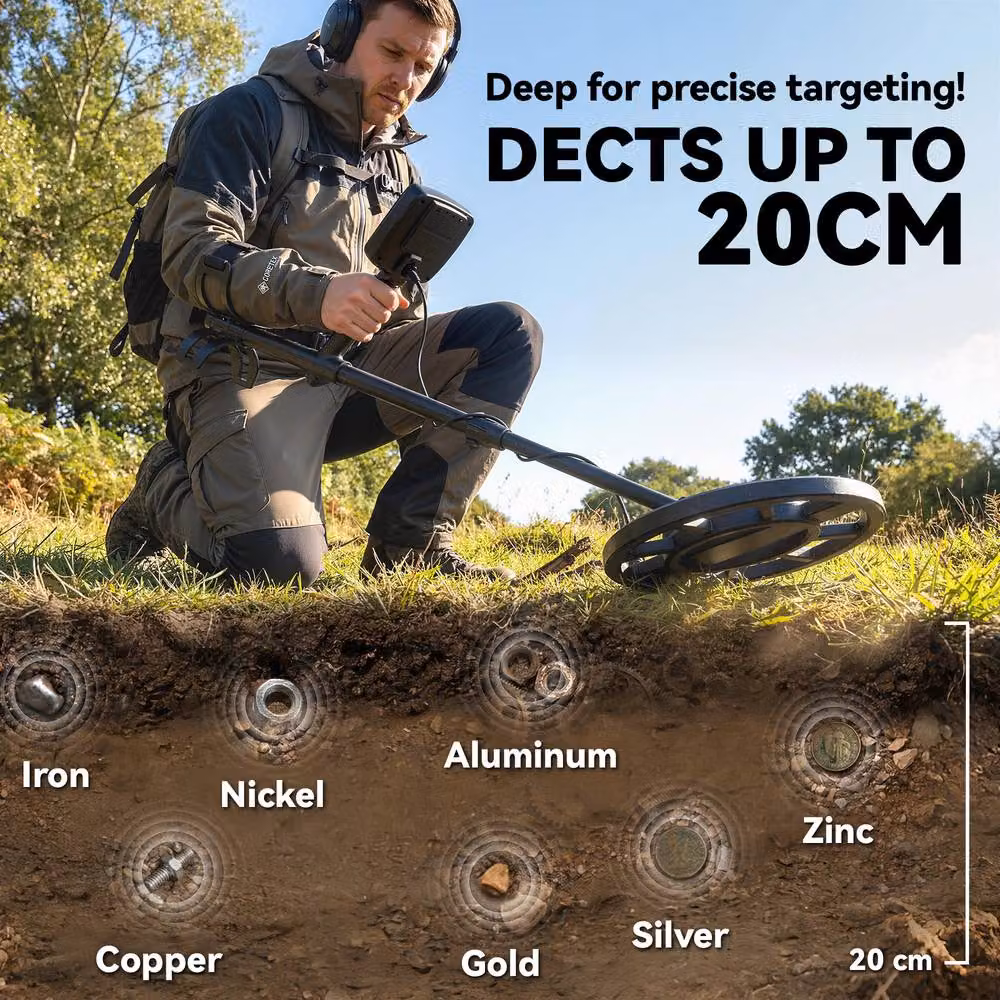 OUTSUNNY 5 Modes Metal Detector for Adults with IP68 Waterproof Search Coil in Black – 5