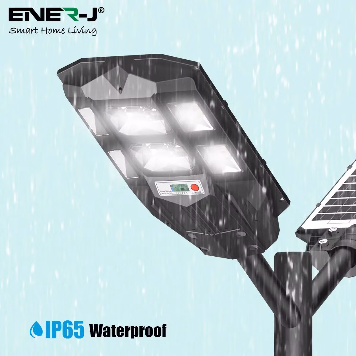 ENER-J 70W Solar Streetlight with 6V 8W Solar Panel, 6000 mAh Battery and Remote Control, Cool White – 4