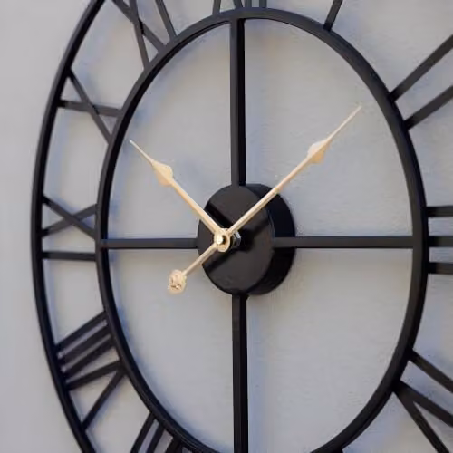 Primrose Open Dial Metal Skeleton Wall Clock in Black with Gold Hands, Diameter: 50 cm – 2