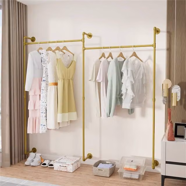 Kelvenix Industrial Pipe Clothing Rack in Gold and Black Matt Metal – 1