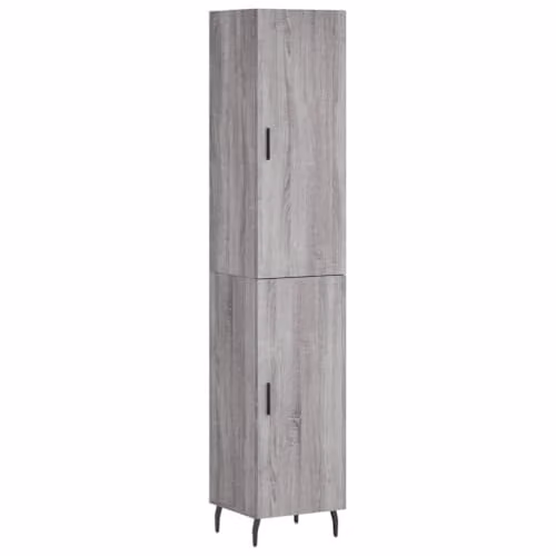 vidaXL Grey Sonoma Highboard with Hinged Doors and Internal Shelves, W/D/H: 34.5 x 33.91 x 180 cm – 1