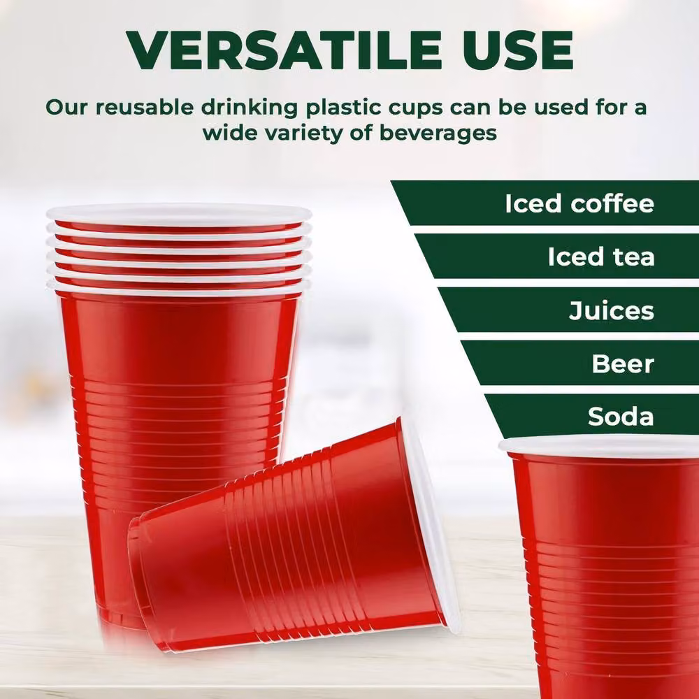 ECONX Red Disposable Plastic Party Cups, 473 ml, Pack of 500 – 5
