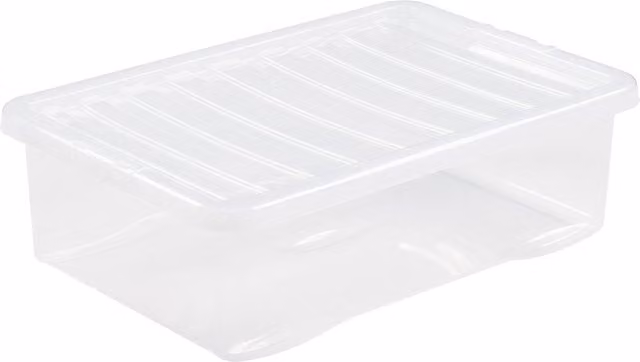 Wham Plastic Underbed Storage Box with Lid, Transparent/White, 32 l