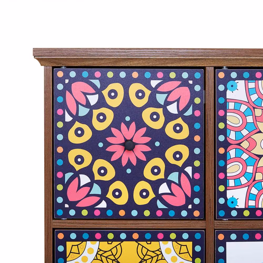 Wyld and Coco Moroccan 9-Drawer Sideboard in Multicolour and Brown – 4