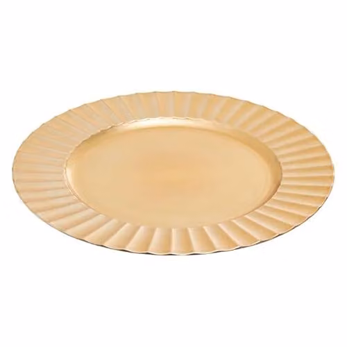 Orsina 24 Piece Gold Finish Wave Rim Melamine Charger Plate Set, W/D/H: 33 x 33 x 2 cm