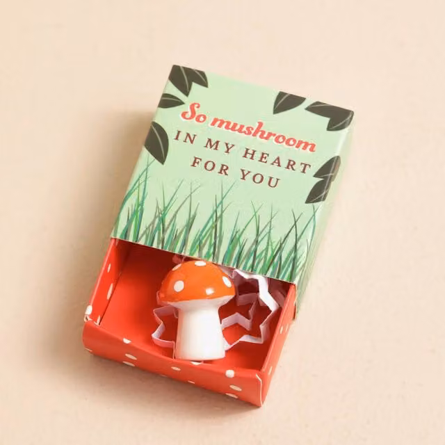 Lisa Angel Red and White Ceramic Tiny Mushroom Matchbox Token – 1