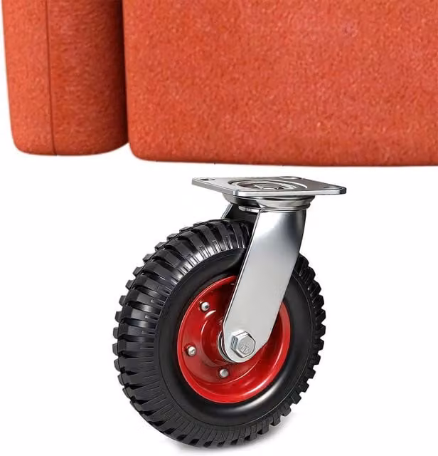 Kelvenix Heavy Duty 360 Degree Swivel Industrial Castor Wheel in Red with Galvanised Steel and Rubber