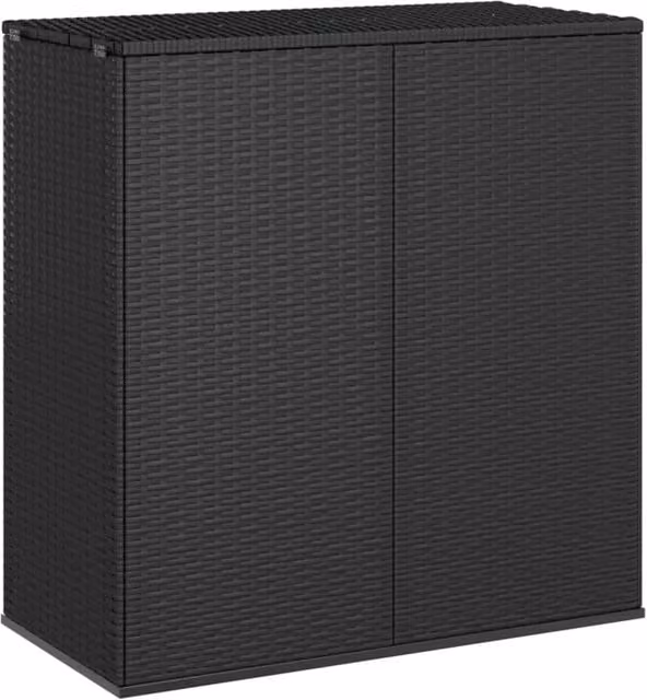 Berkfield Home Modern Black PE Rattan Garden Cushion Box, W: 100 cm, D: 49 cm, H: 103.5 cm