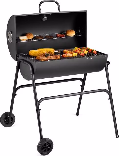 VonHaus Portable Barrel Charcoal BBQ and Smoker in Black – 1