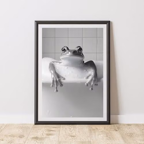 60 Second Makeover Frog In The Bath Animal Print Paper Poster, A4