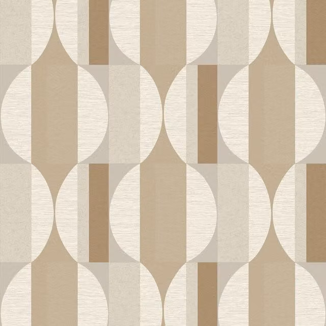 Grandeco Boutique Fuma Retro Geometric Embossed Wallpaper in Taupe and Beige