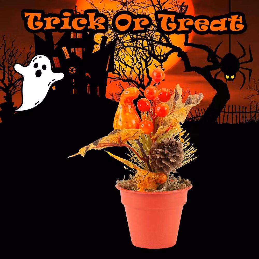 VFM e-Store Orange Autumn Berry and Leaf Floral Halloween Tabletop Decoration – 3