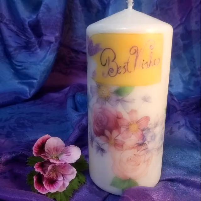 Viki White Pillar Candle Wishes 1 - Pillar Candle Wishes 4 / 4