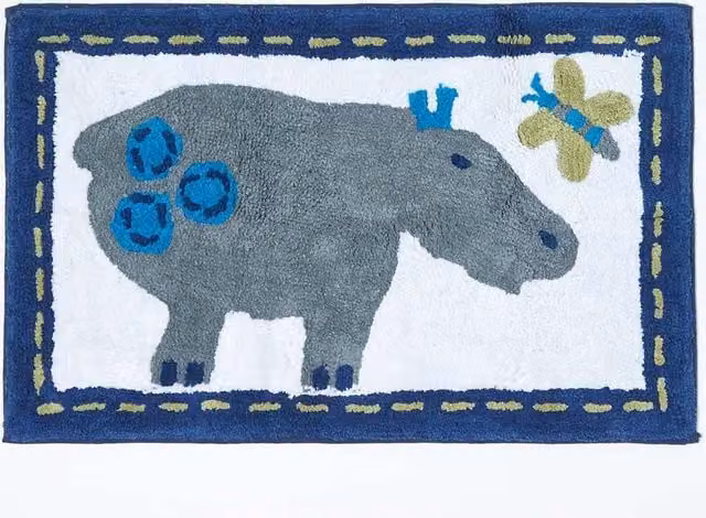 Homescapes Grey Cotton Hand-Tufted Hippo Childrens Rug W: 50 cm, D: 80 cm – 1