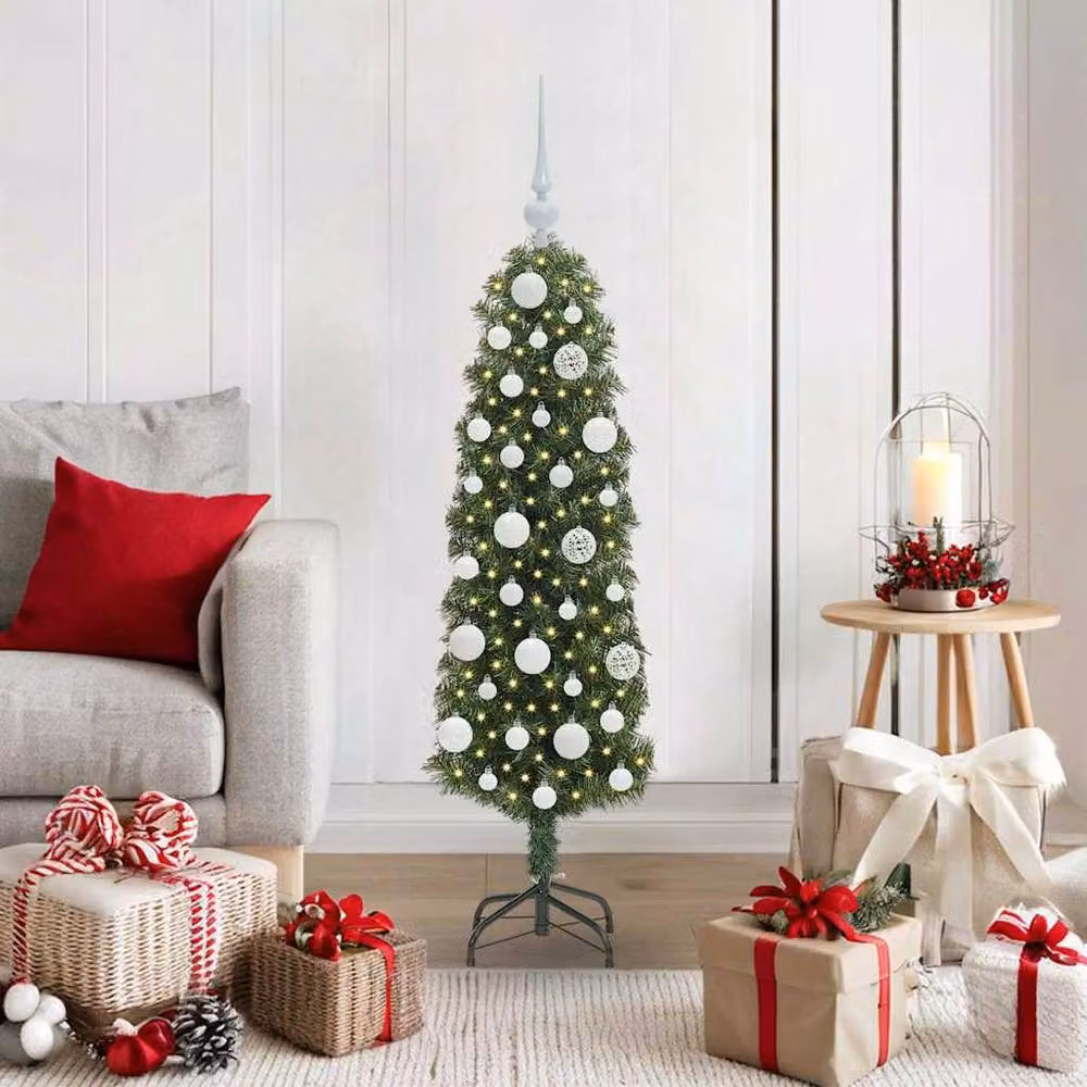 Berkfield Home Artificial Christmas Tree with 150 LEDs and Stand, Green, H 120 cm x W 38 cm x D 38 cm – 2