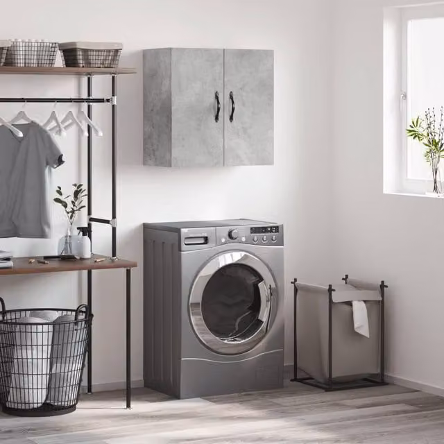 Berkfield Home Wall Mounted Cabinet in Concrete Grey, W/D/H: 60 x 31 x 60 cm