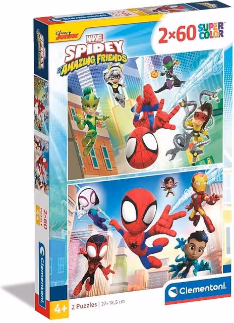 Clementoni Marvel Disney Spidey And His Amazing Friends 2 x 60 Piece Jigsaw Puzzles in Multicolour and White